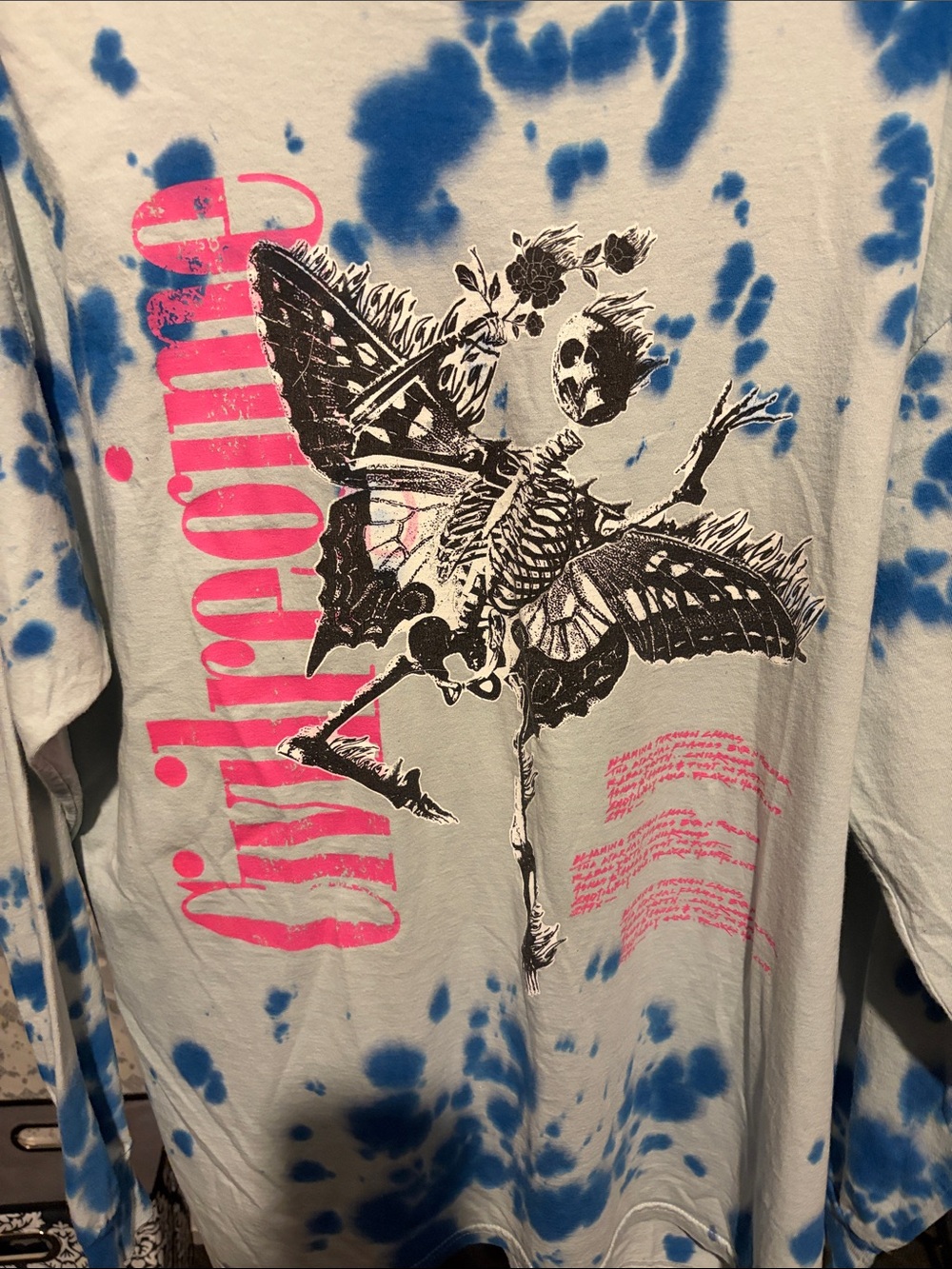Civil Regime Skeleton Butterfly Tie Dye Long Sleeve Graphic T-Shirt L - Picture 5 of 6